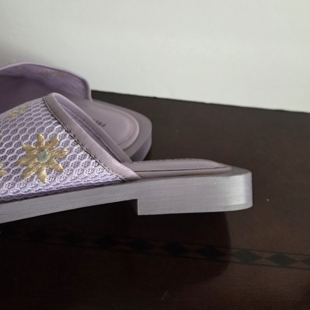 Free People Lilac Daisy Mesh Embellished Mules Sz.6 - Picture 5 of 6
